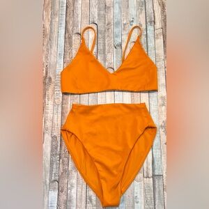 EUC Left On Friday Marigold Orange Bikini~Hi Hi Bottom S~Sunday Top M